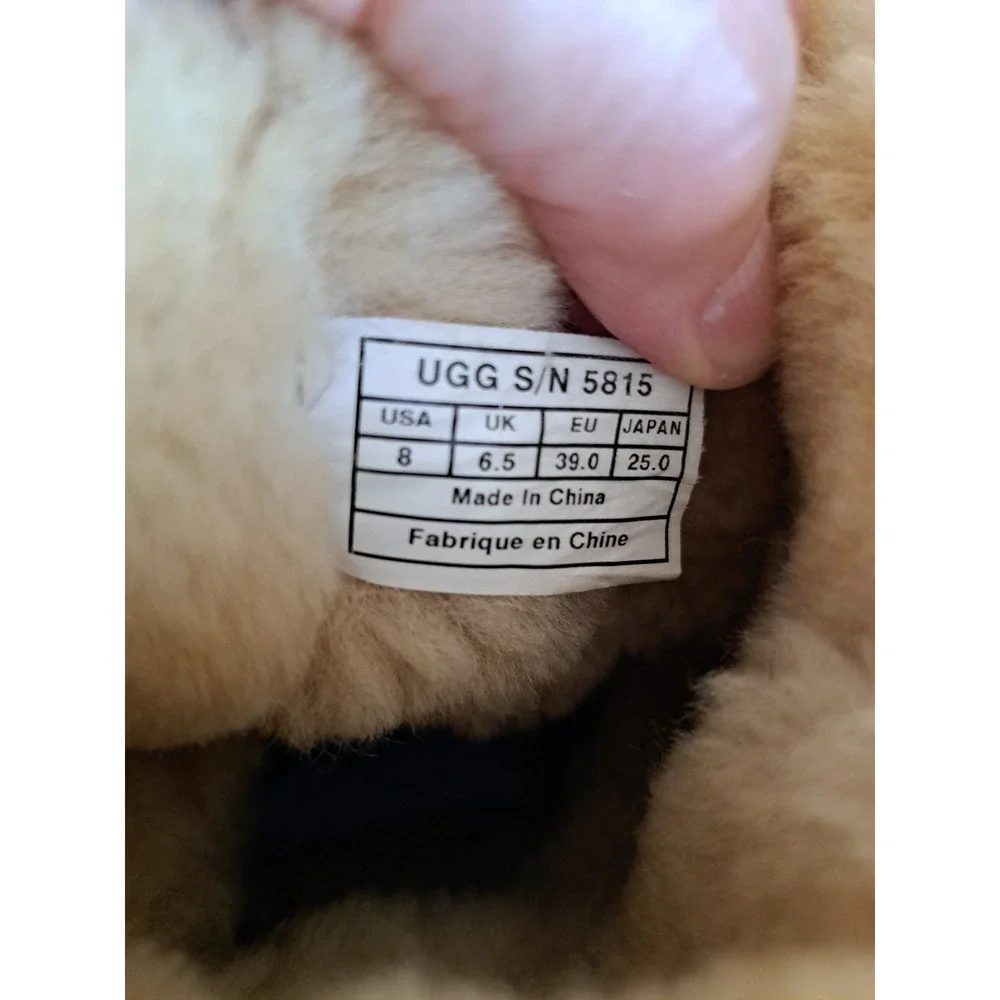 UGG Australia Women's Tan Suede Shearing Winter Snow Boots Mid-calf 8